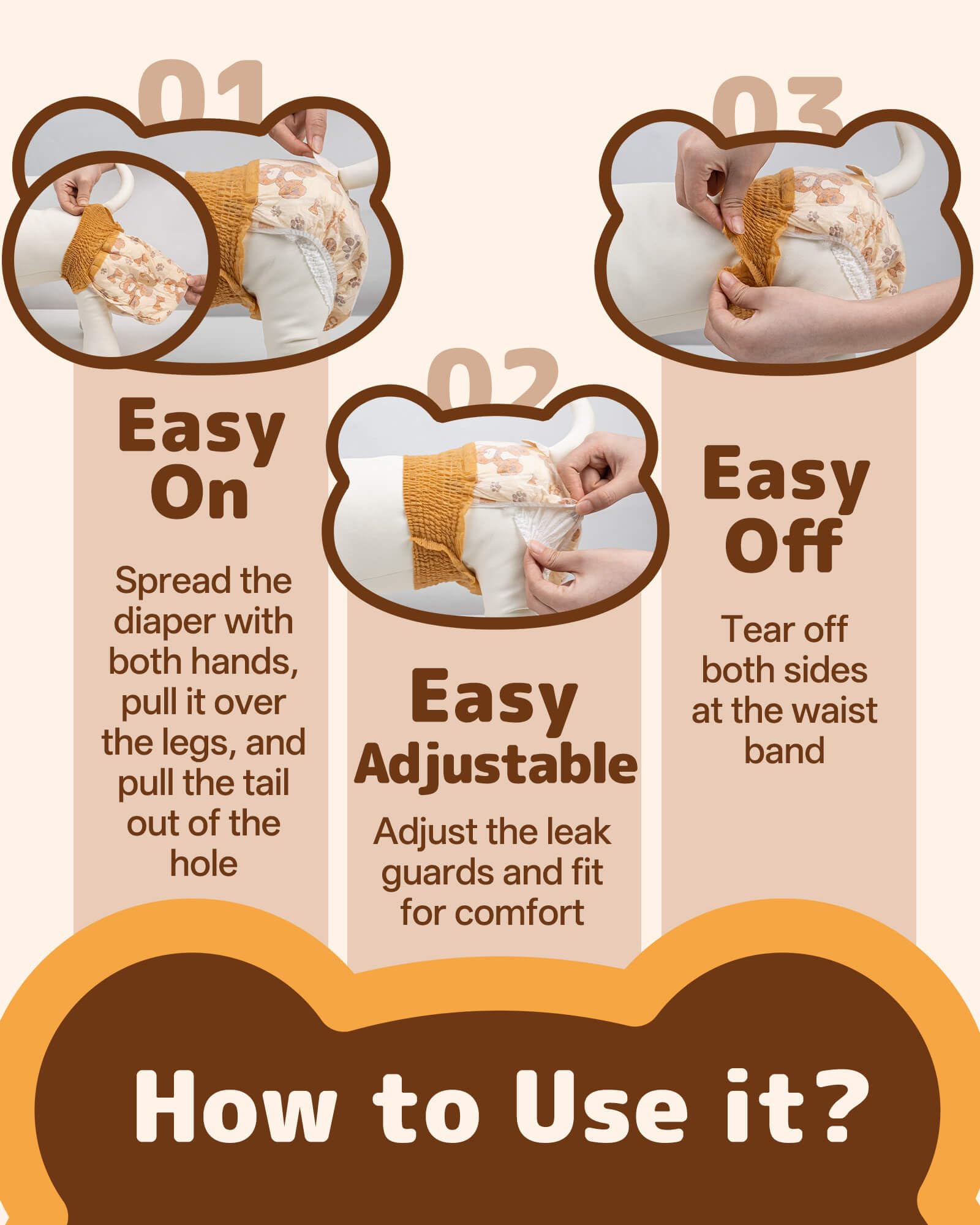 Dono disposable dog diapers tear-away sides for quick, mess-free removal