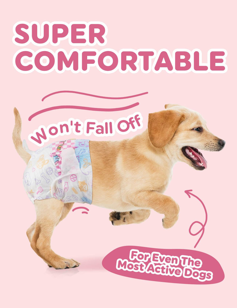 Dono Dog Diapers six-layer absorbent barrier for quick absorption