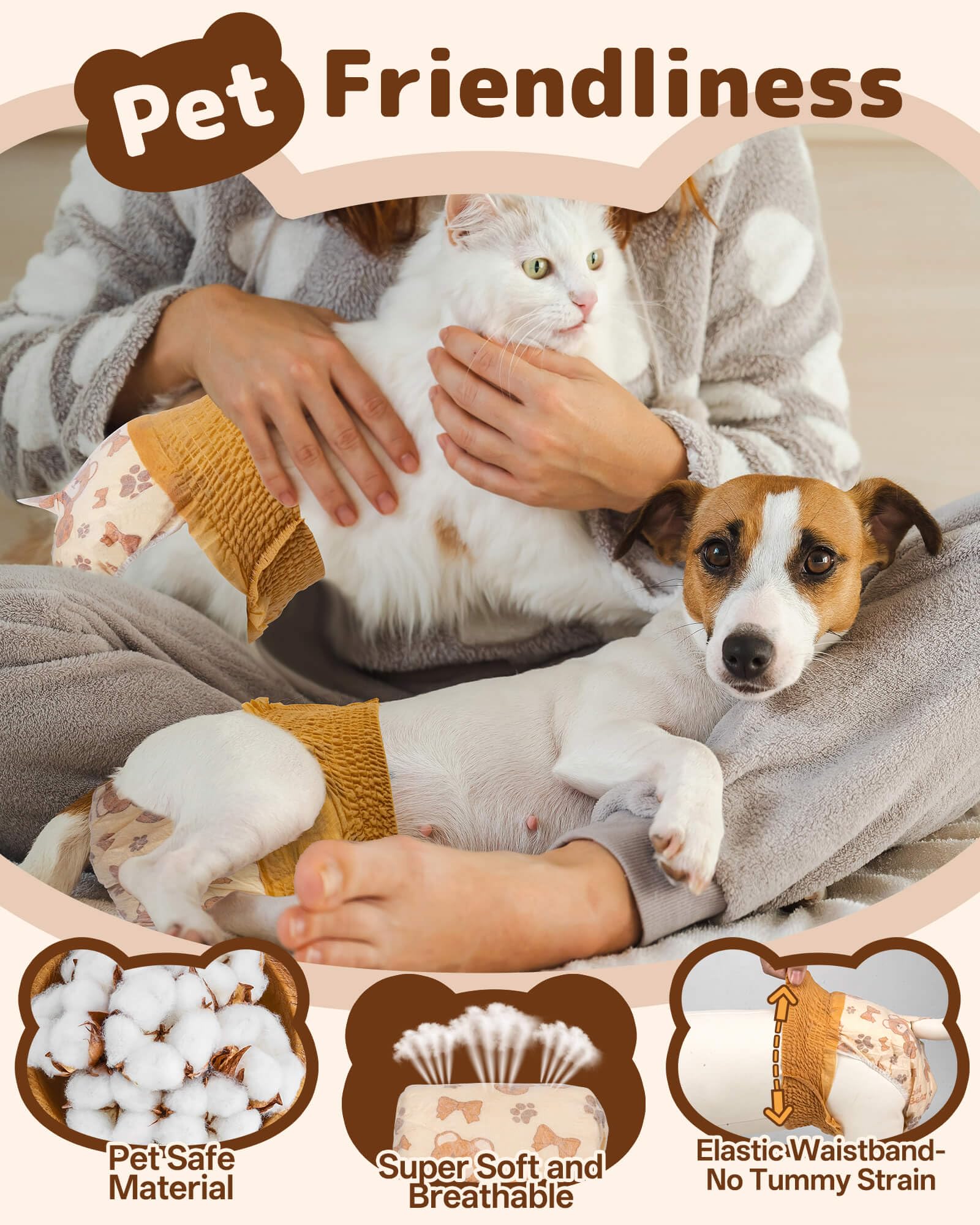 Dono dog diapers tail-hole design ensures comfortable positioning around a dog's tail