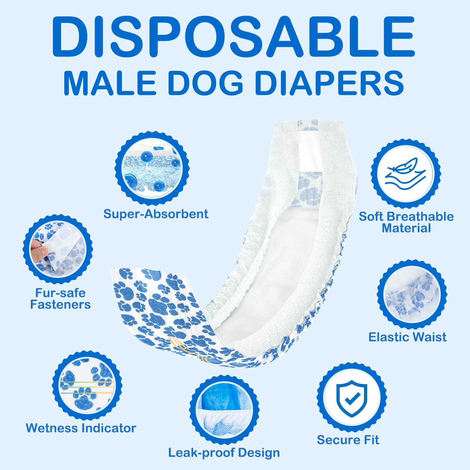 Dono dog diapers wetness indicator shows color change to blue signaling a change is needed.