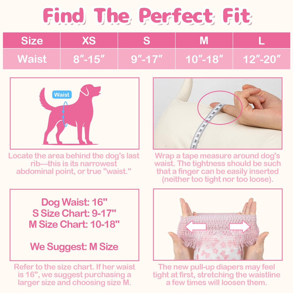 Dono female dog diapers with absorbent core for overnight moisture control.