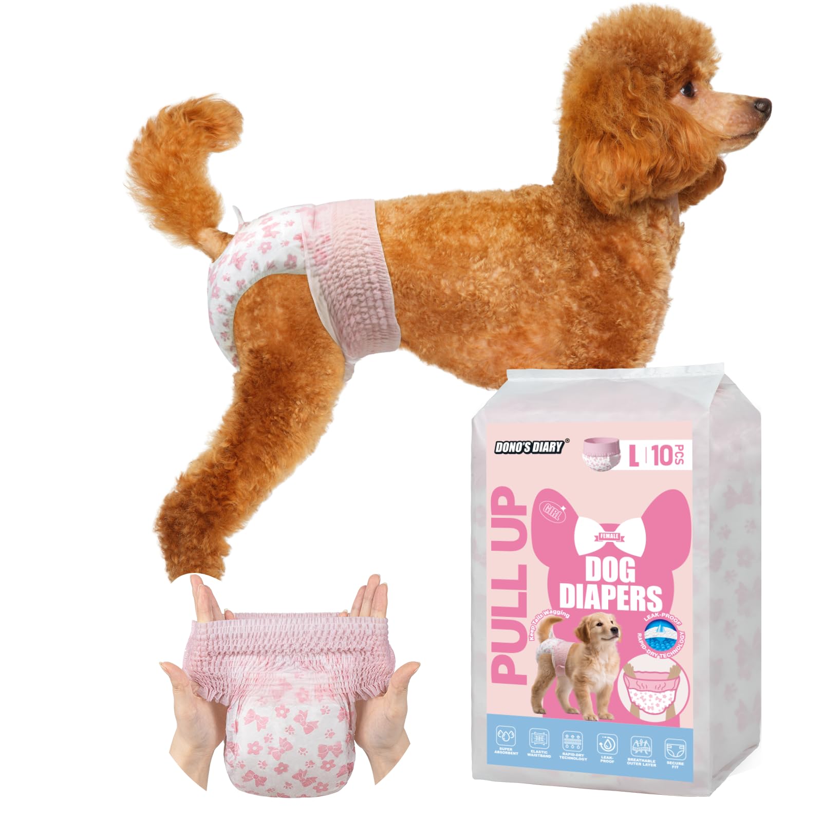 Dono pull-up diapers show 360° waistband for quick, comfortable fit