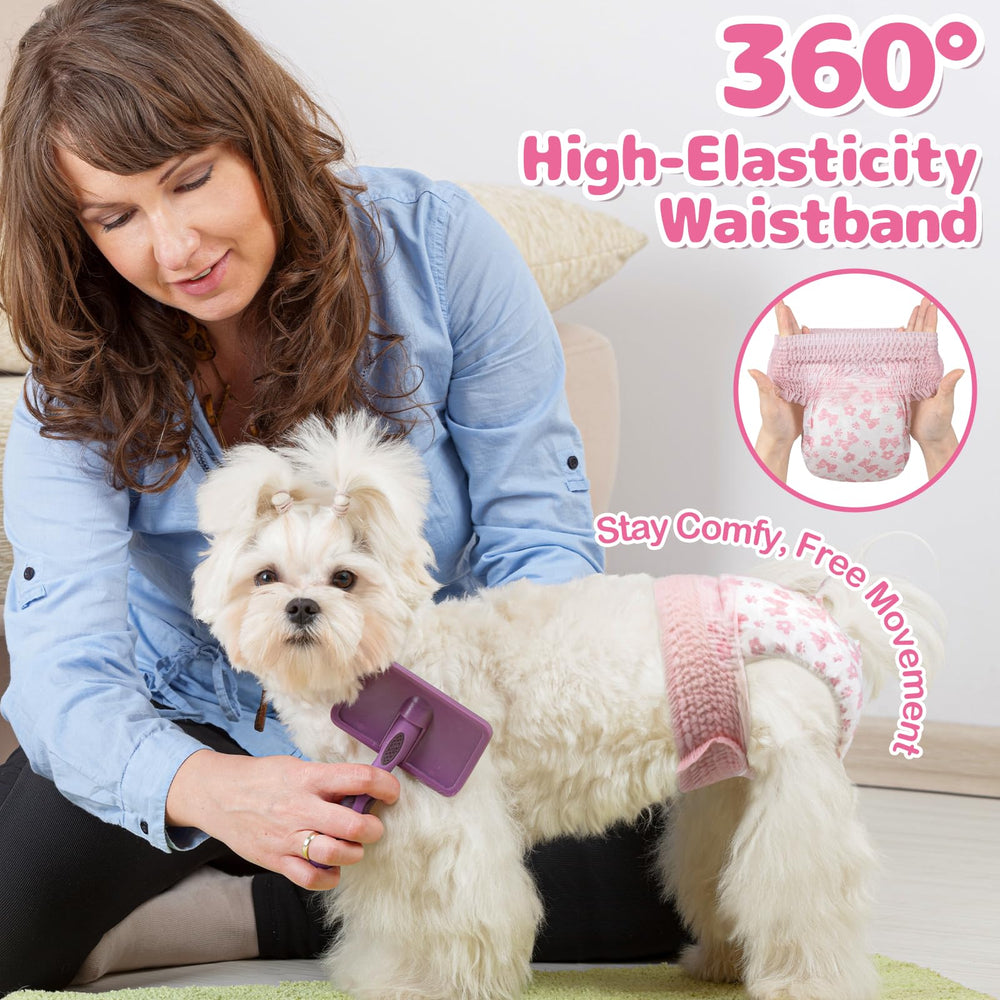 Dono pull-up dog diaper elastic waistband demonstrates flexible, comfortable fit
