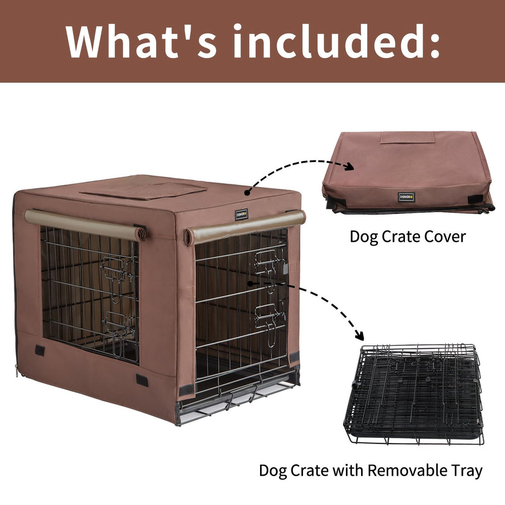 Donoro dog crate front and side entry design for flexible placement.
