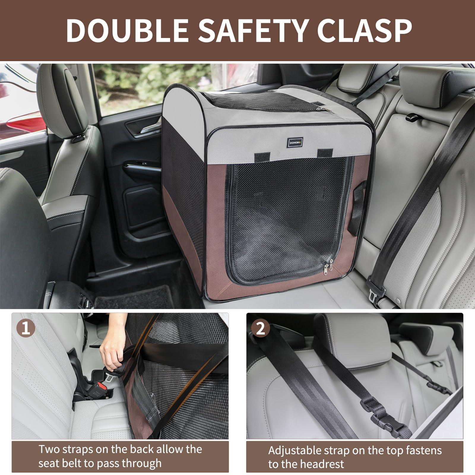 DONORO dog kennel ideal for car travel and backyard use