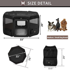 DONORO dog playpen 8-panel setup demonstrates quick indoor or outdoor use