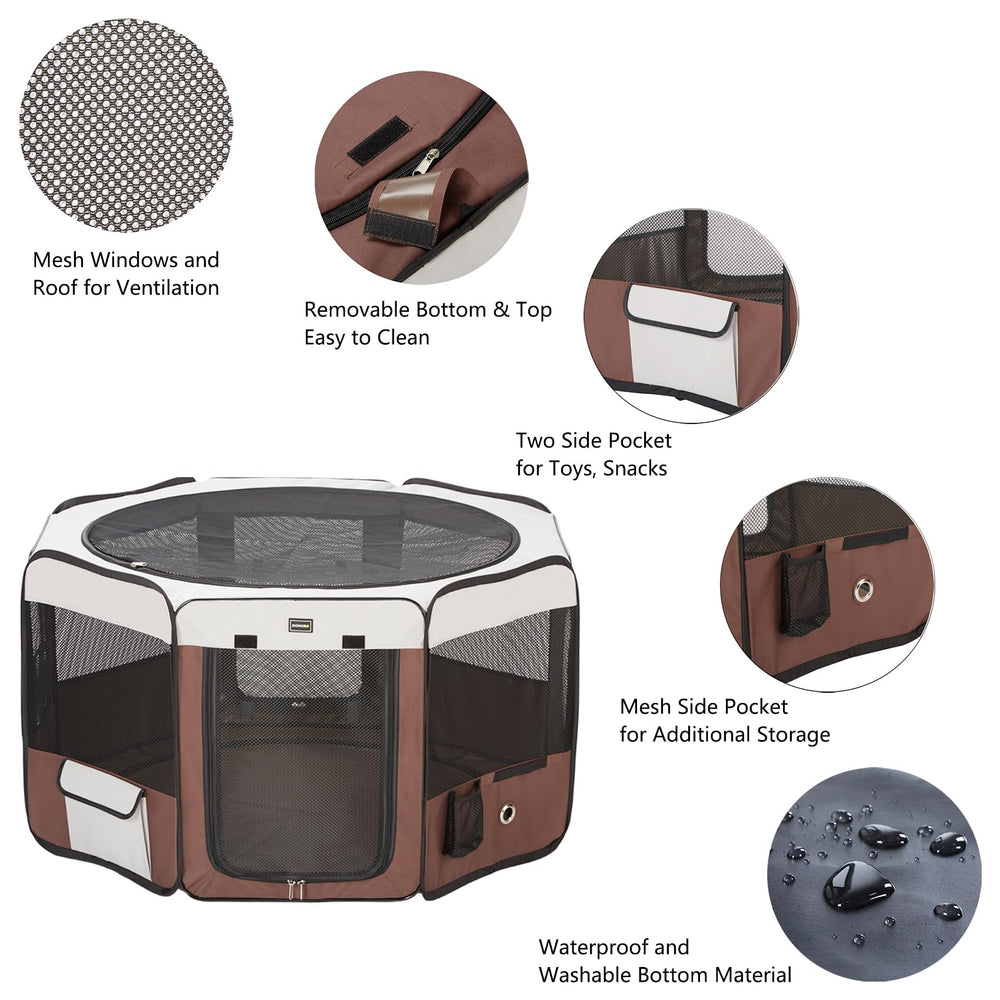 DONORO dog playpen-folded-carrycase compact design for easy transport.