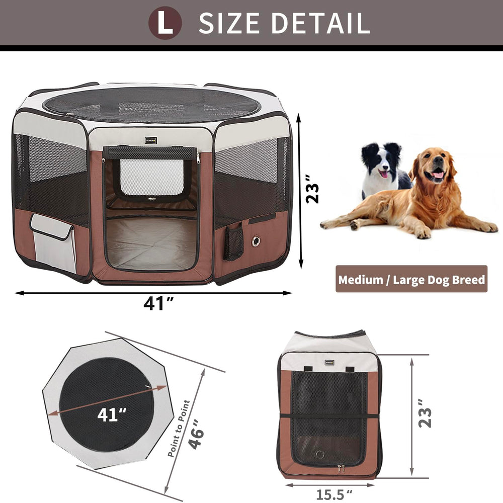 DONORO dog playpen-removable-top-bottom versatile setup for indoor outdoor use.