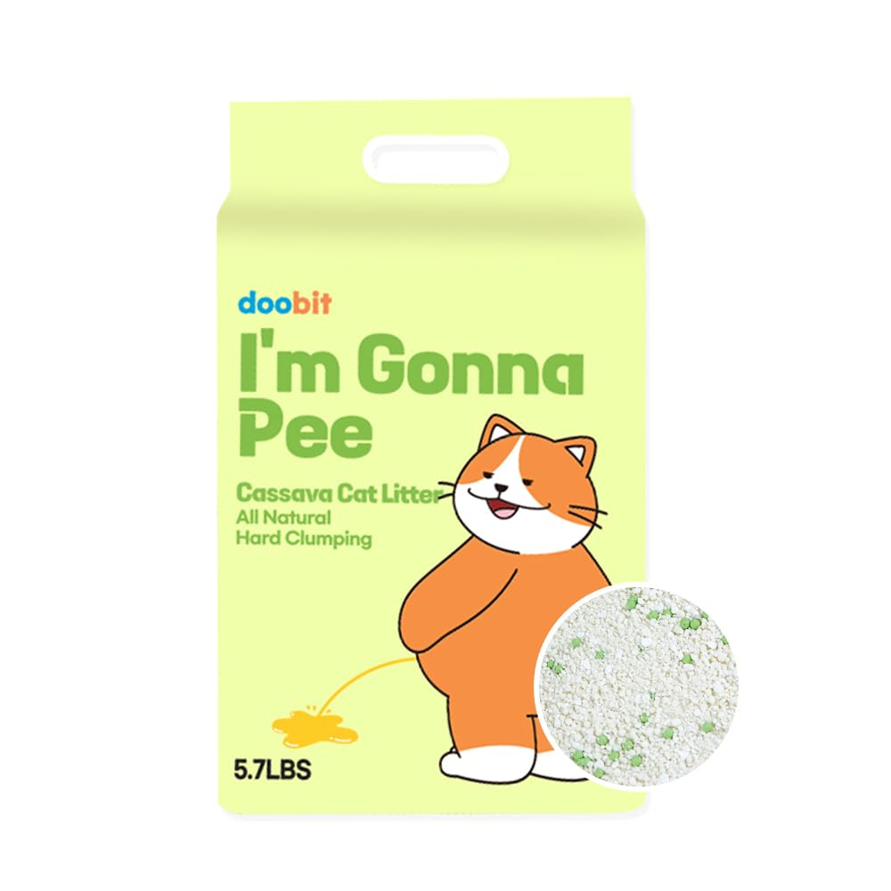 DOOBIT cassava cat litter bag front showcases eco-friendly packaging and mess-free use.