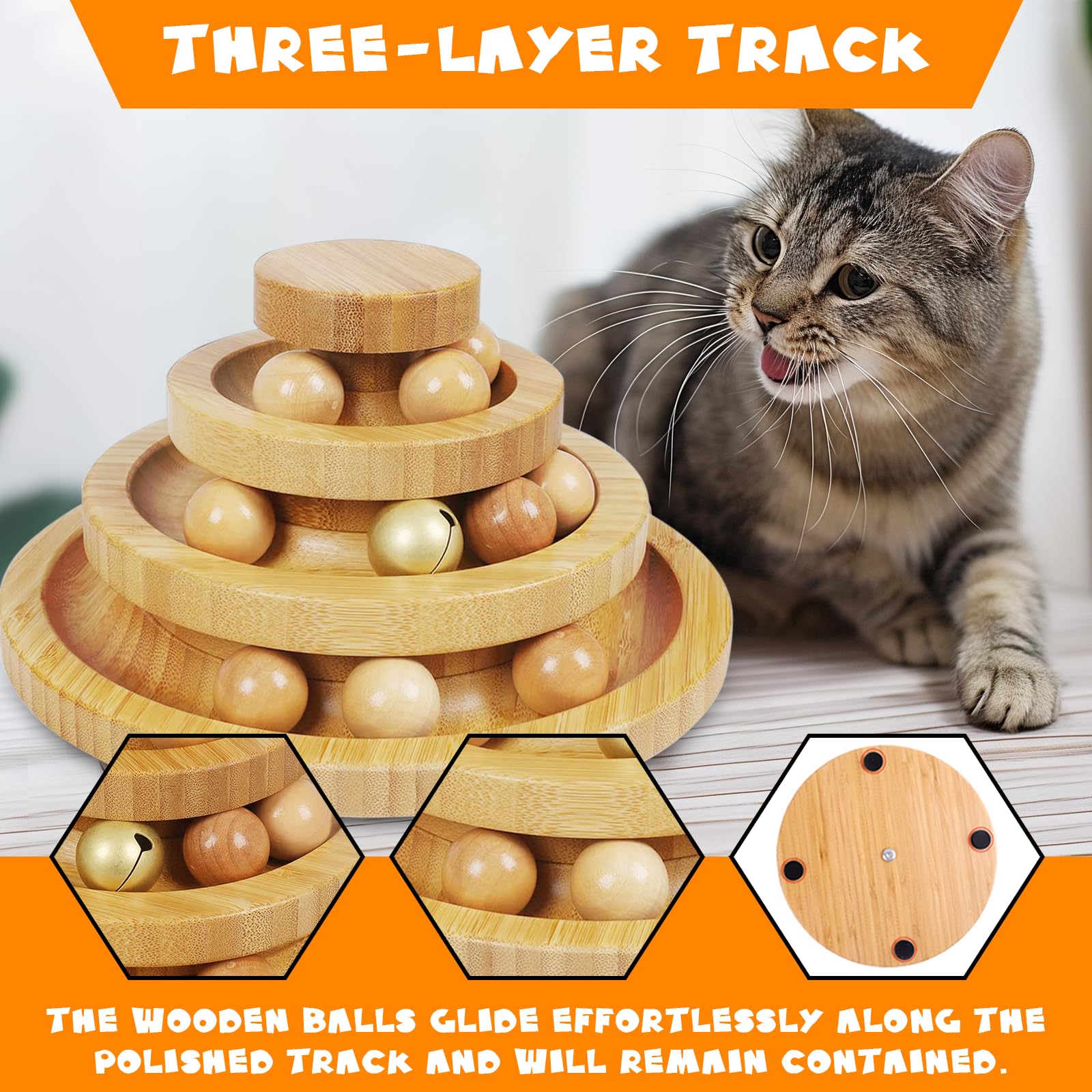 DoogCat Cat Ball Track 3-level structure enables multi-ball challenges for curious cats.