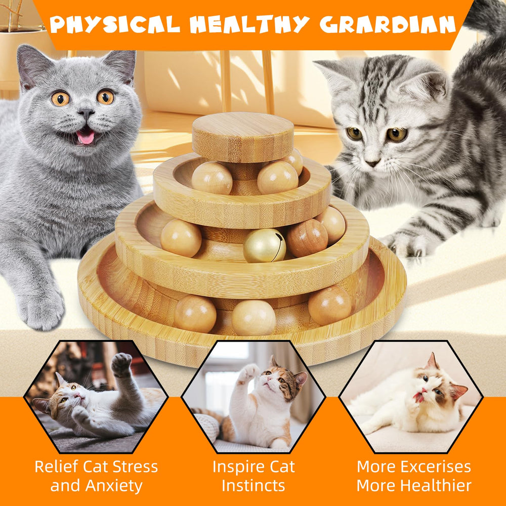 DoogCat Cat Ball Track wooden balls show durable, engaging play for cats.