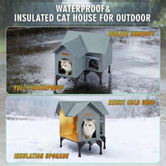 DOOKRON outdoor cat house grey insulation layer reveals thermal board for warmth retention