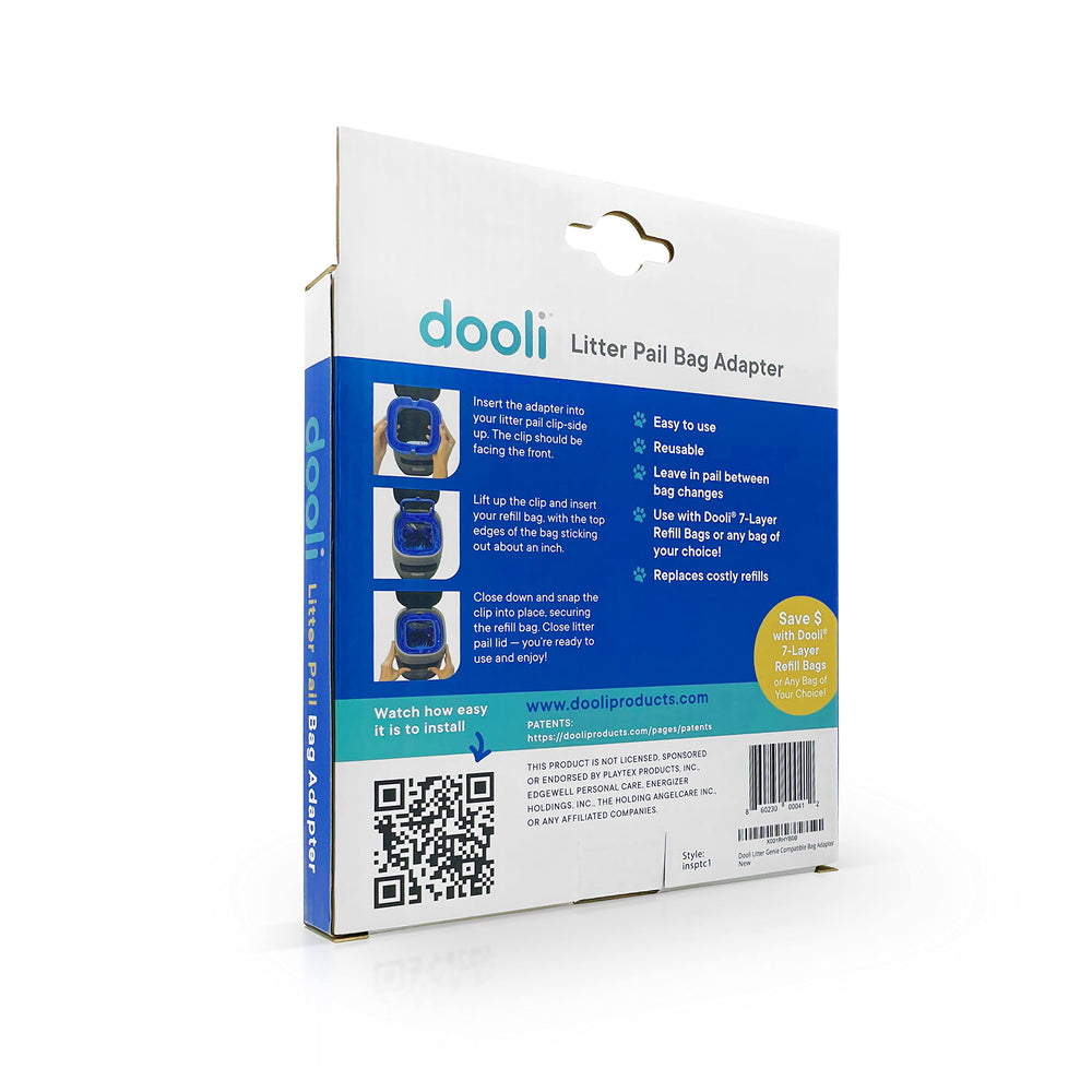 Dooli cat-litter-pail-bag-adapter in-use with Litter Genie for effortless disposal