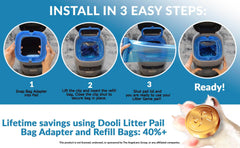 Dooli cat-litter-pail-bag-adapter in-use tie-knot feature seals full bags