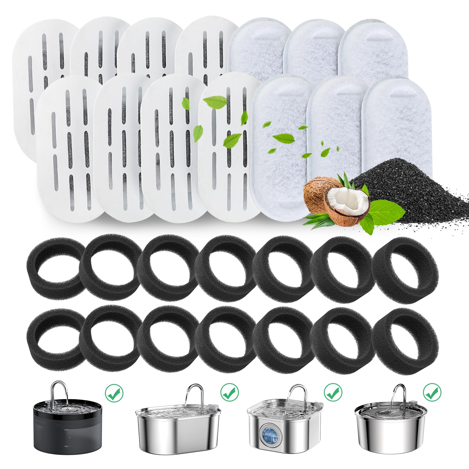 DOOOB cat fountain filters packaging shows a 28-pack set for fresher water options.