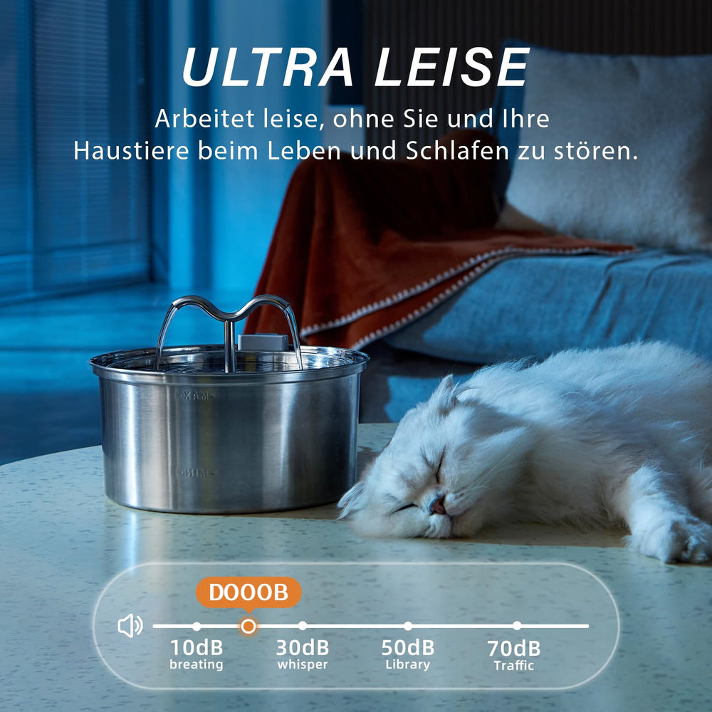 DOOOB cat water fountain quiet pump near-silent operation