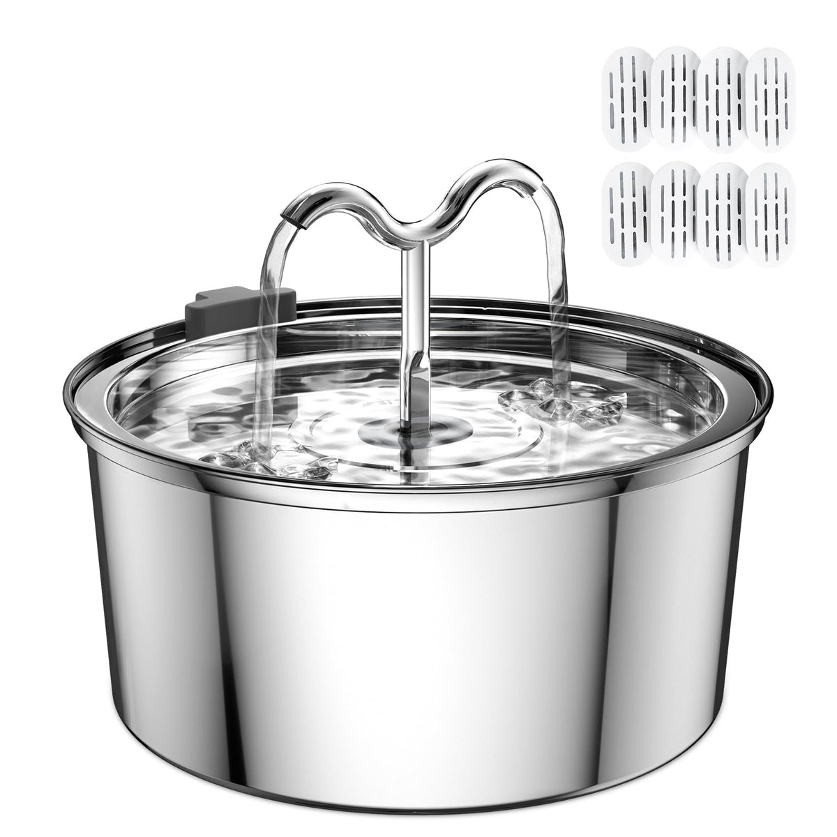 DOOOB cat water fountain stainless front view promotes hygienic drinking
