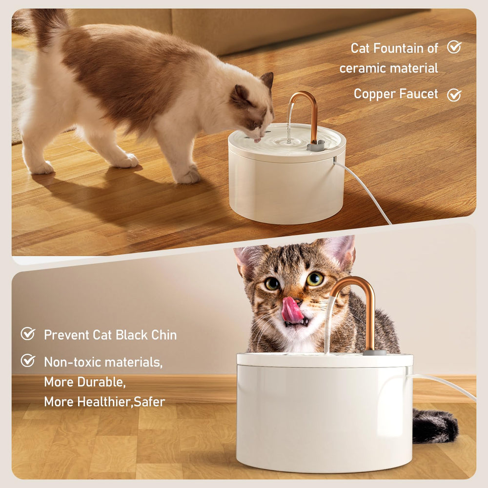 DOOOB cat fountain ultra-quiet pump under 30 dB for quiet home environment.