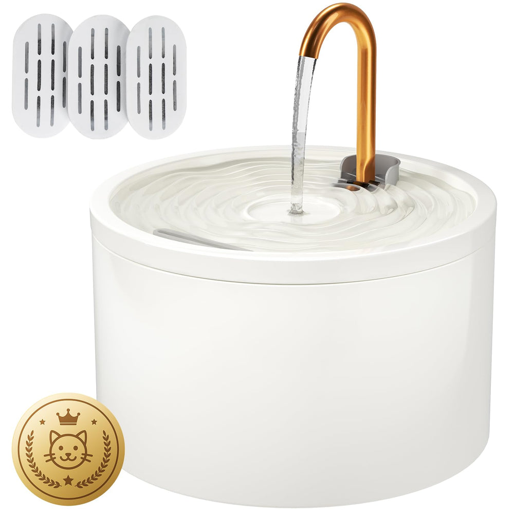 DOOOB ceramic cat water fountain with 2.1L capacity for steady hydration.