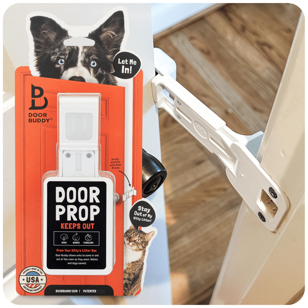 Door Buddy cat door-prop closeup highlights sturdy, convenient cat access control.
