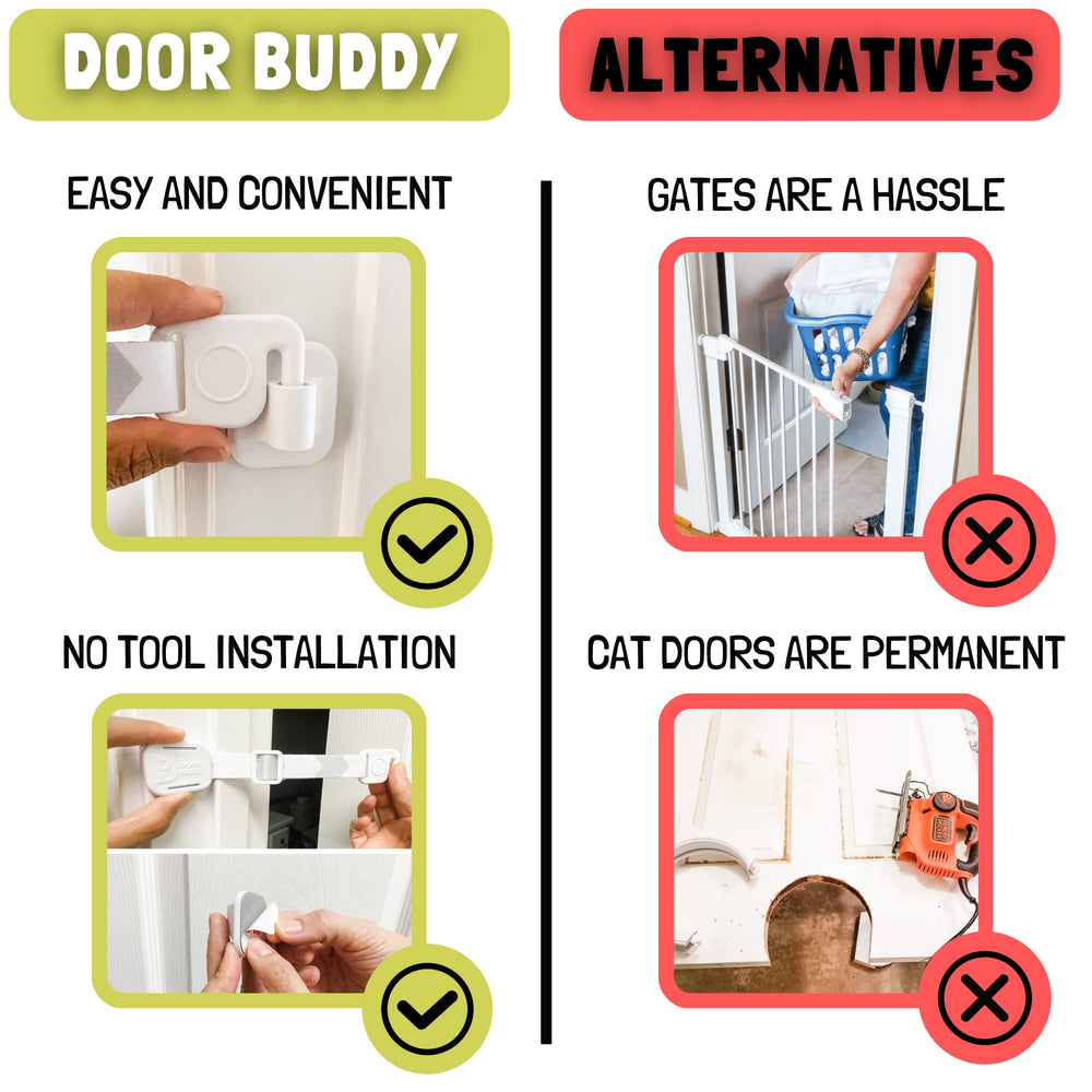 Door Buddy works on bi-fold, sliding, and pocket doors for flexible setup