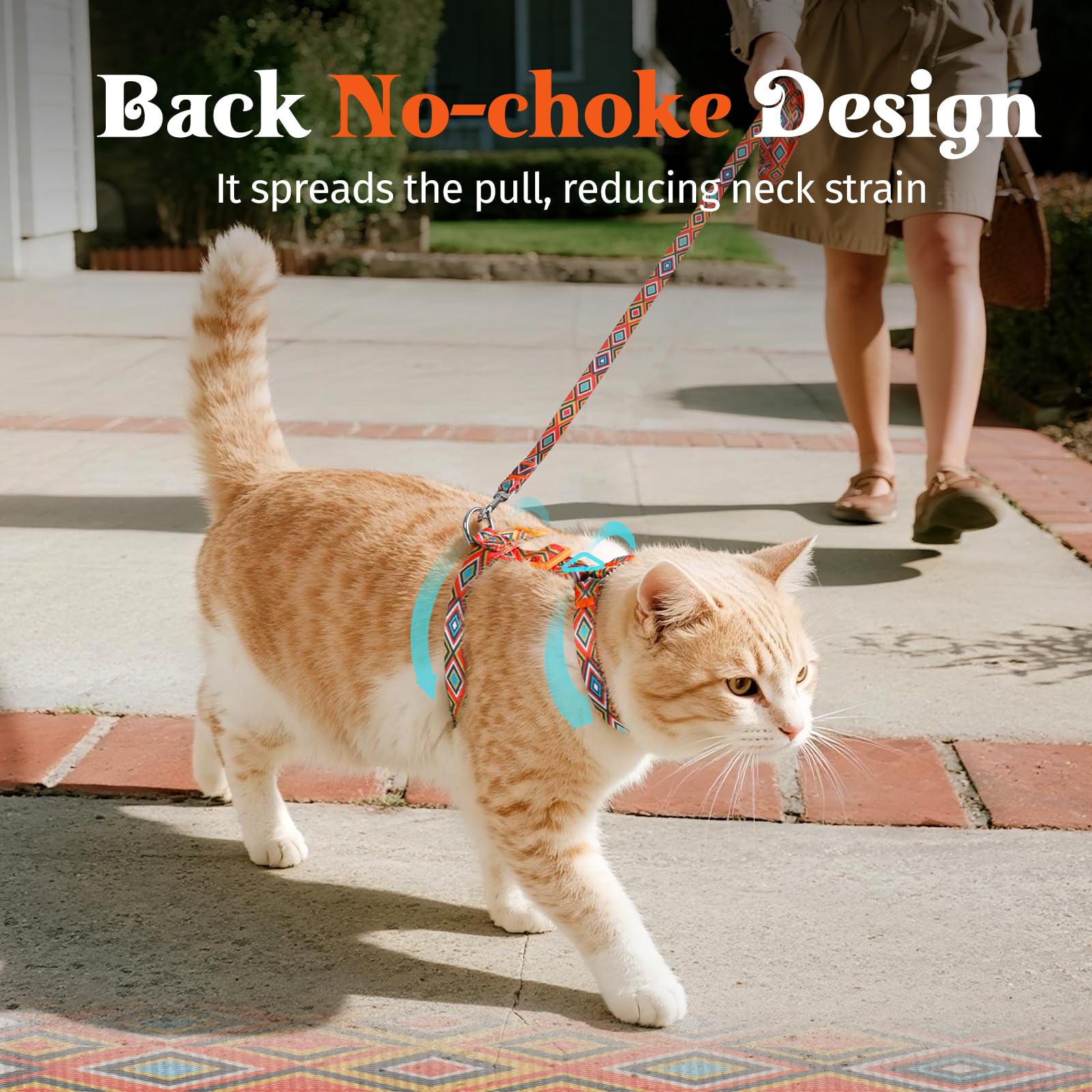 Dooradar cat harness neck-chest snaps displayed for easy wearing.