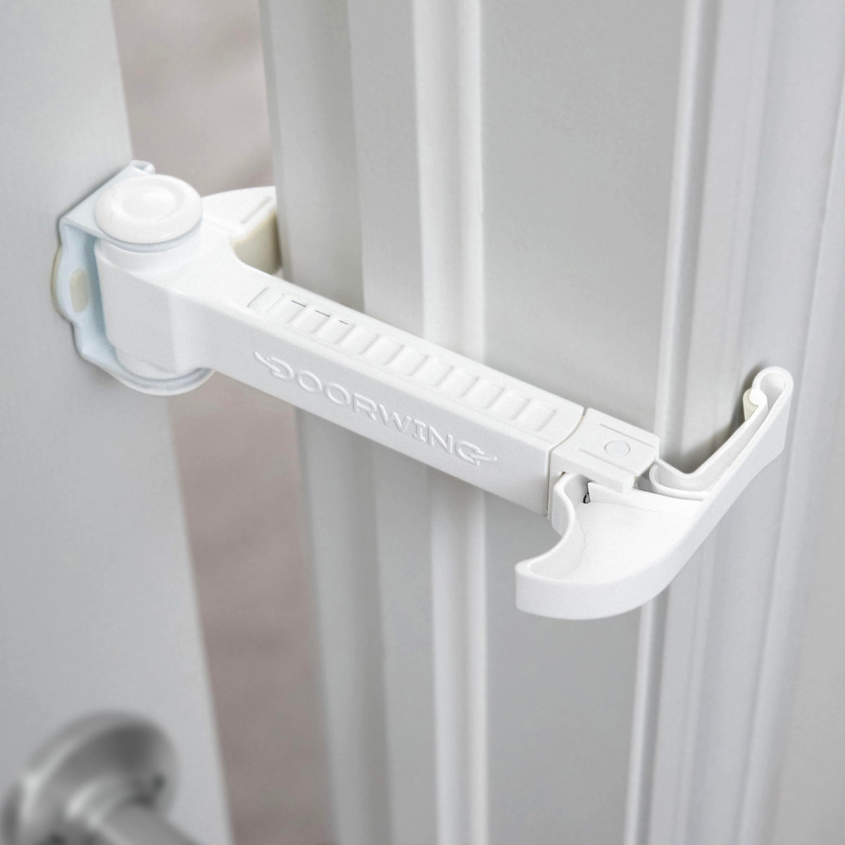DOORWING installation with knob mount for easy interior door setup.