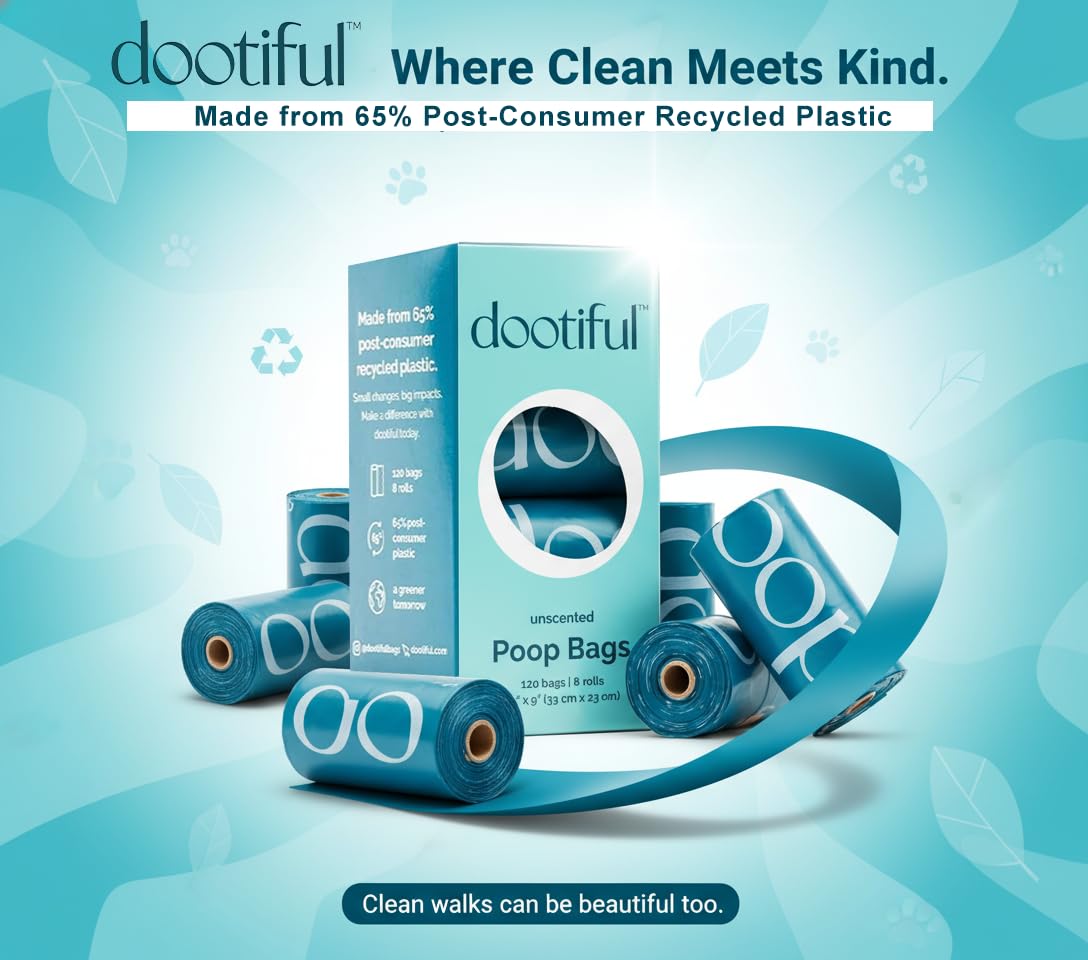Dootiful extra-thick 15 micron poop bags provide leak-proof protection