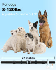 Doparet adjustable-strap illustration shows 6–27 inch neck fit for dogs