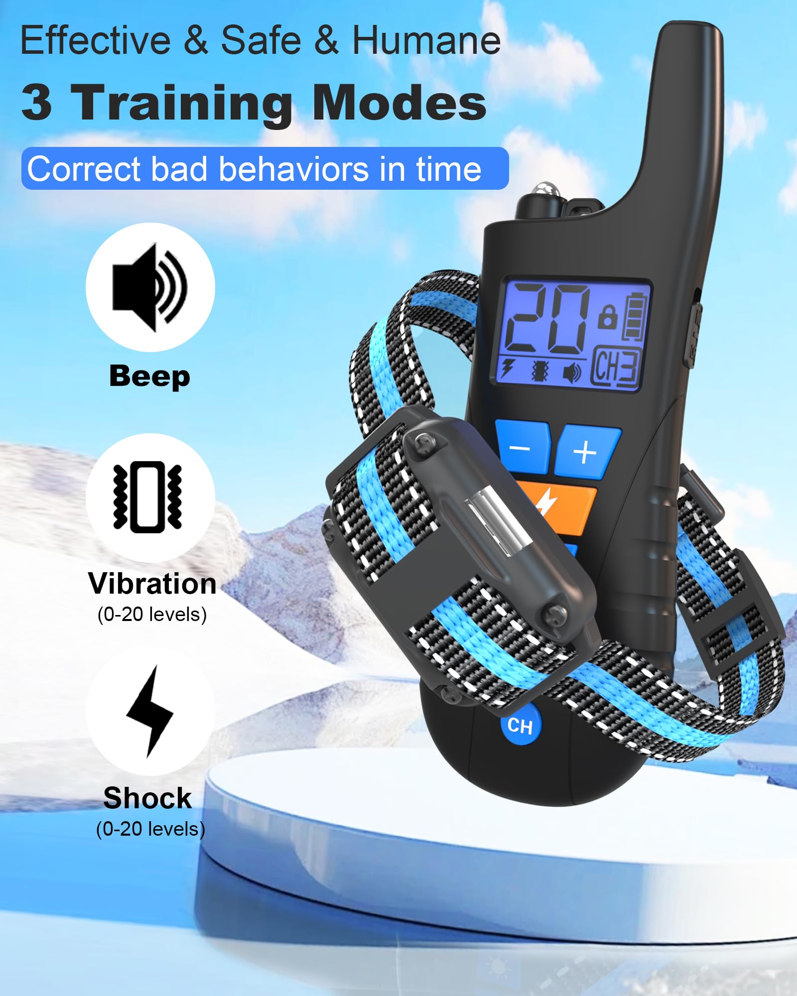 Doparet collar with adjustable nylon strap fits dogs 8-120 lbs during training