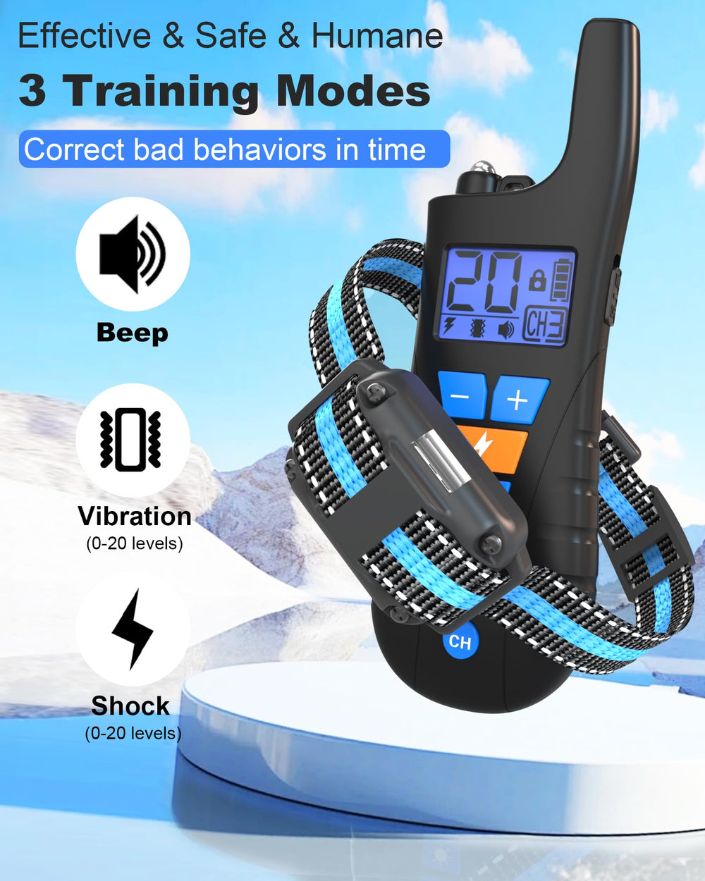 Doparet collar with adjustable nylon strap fits dogs 8-120 lbs during training