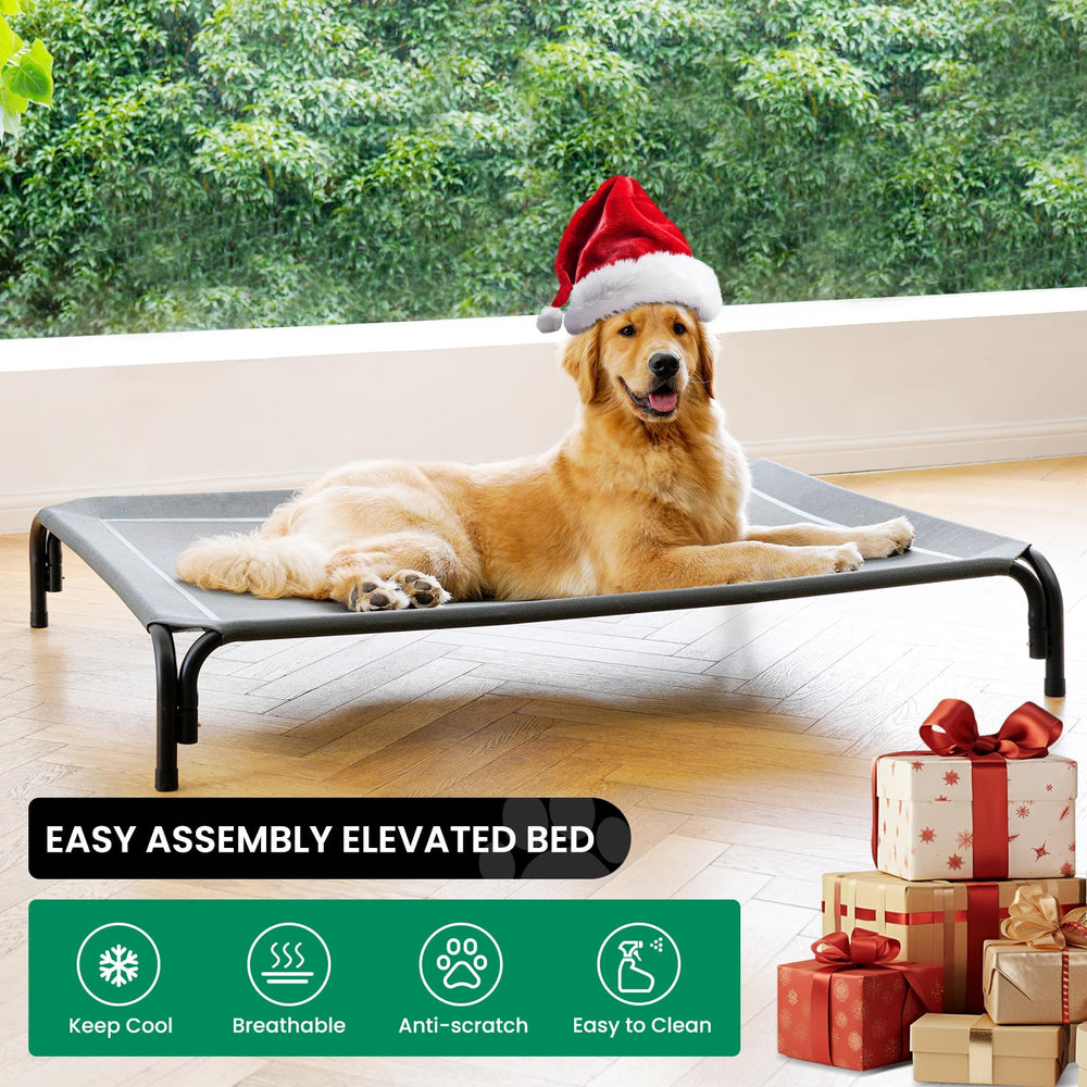 DOPEDIO elevated dog bed mesh close-up highlights breathable cooling for pets