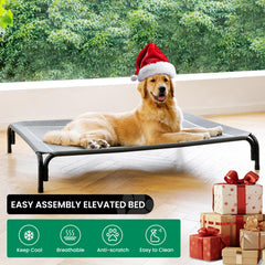 DOPEDIO elevated dog bed mesh close-up highlights breathable cooling for pets