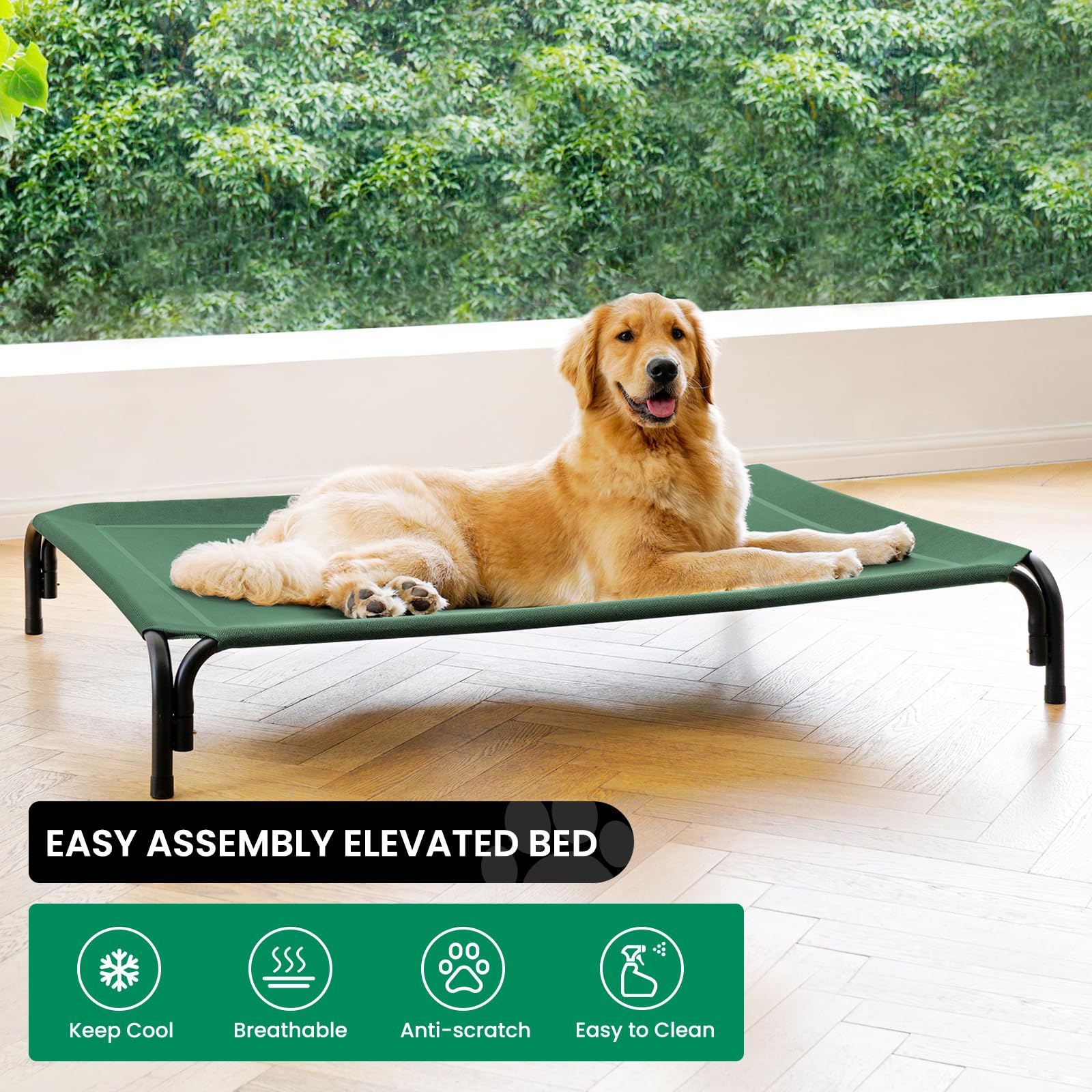 DOPEDIO elevated dog bed cooling mesh promotes airflow and easy cleaning