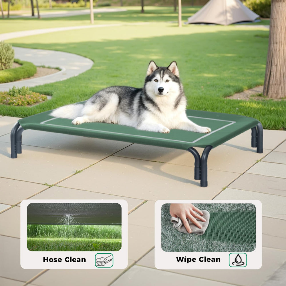 DOPEDIO elevated dog bed washable mesh dries quickly after outdoor use