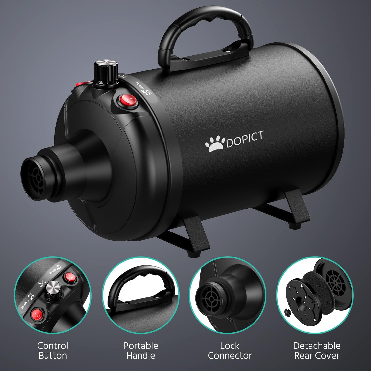 DOPICT Pet Dryer with noise insulation enables calmer grooming environments.
