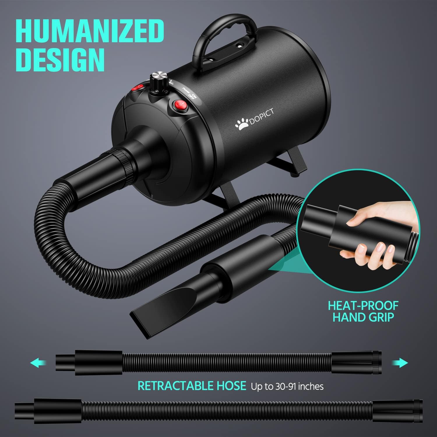 DOPICT Pet Dryer stable base design helps prevent slips on wet floors.