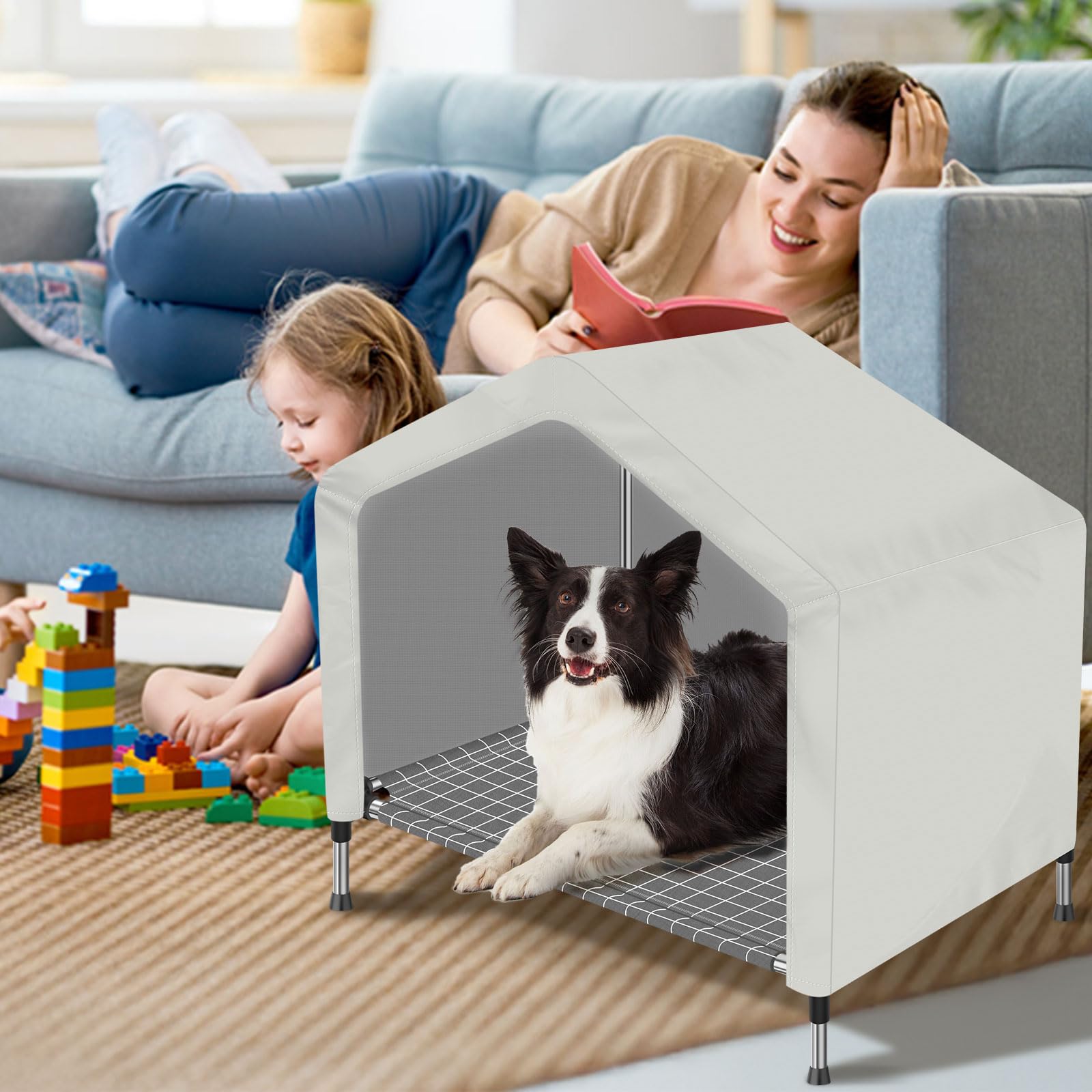 Dopliv portable elevated pet house shows quick assembly and travel-ready design