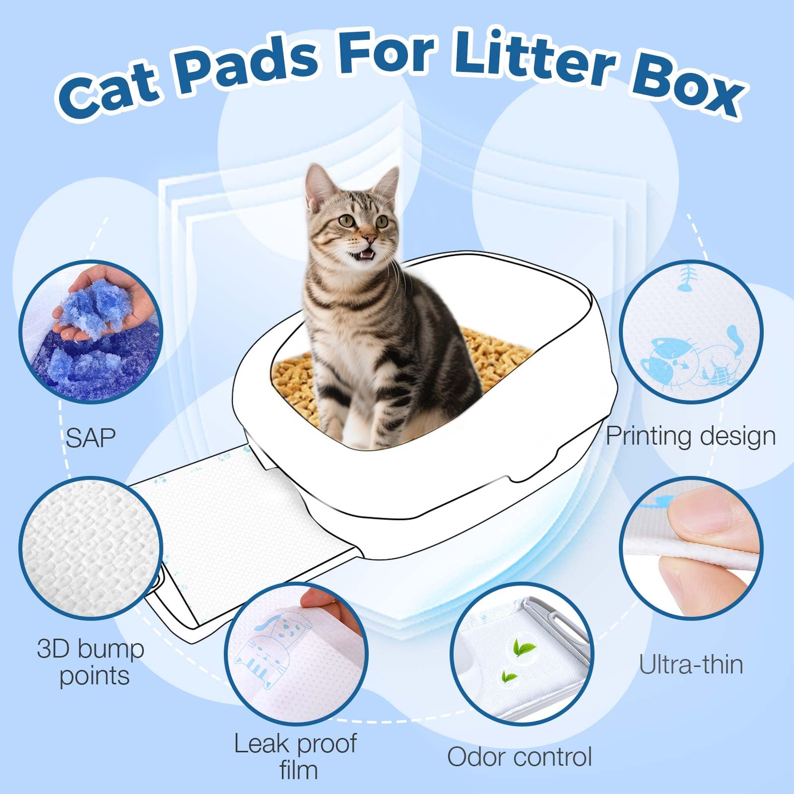 DOQVTIZAY cat pad odor-control 3D design reduces smells
