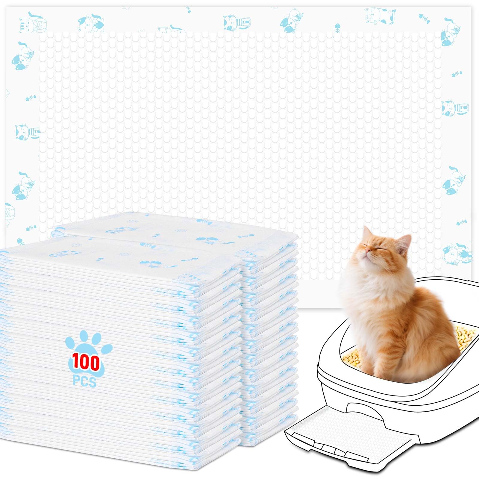 DOQVTIZAY cat pad refills packaging showing 100-count box for multi-cat use