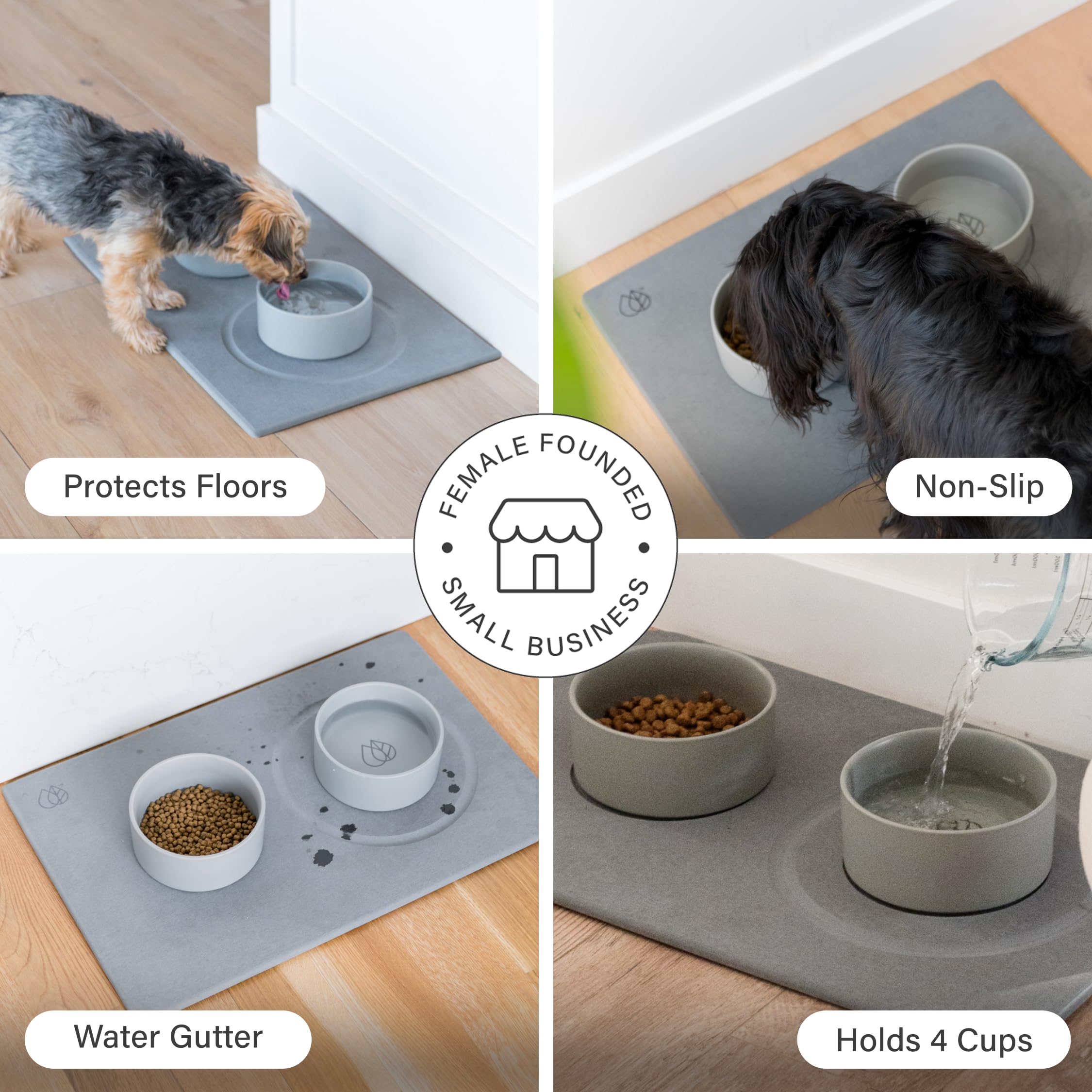 Dorai Home stone drying mat non-slip base prevents spills during feeding.