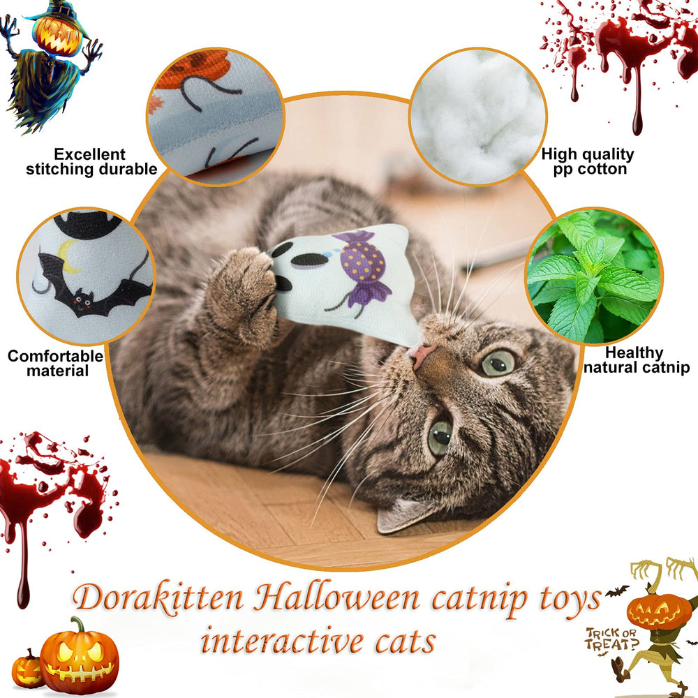 Dorakitten catnip toys halloween design ghost pumpkin spider displays variety for cozy play sessions