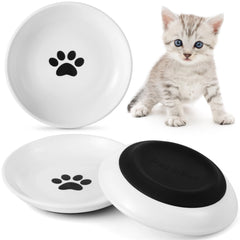 Dorakitten ceramic cat bowls three-pack highlight durable, lead-free surfaces for safe feeding.