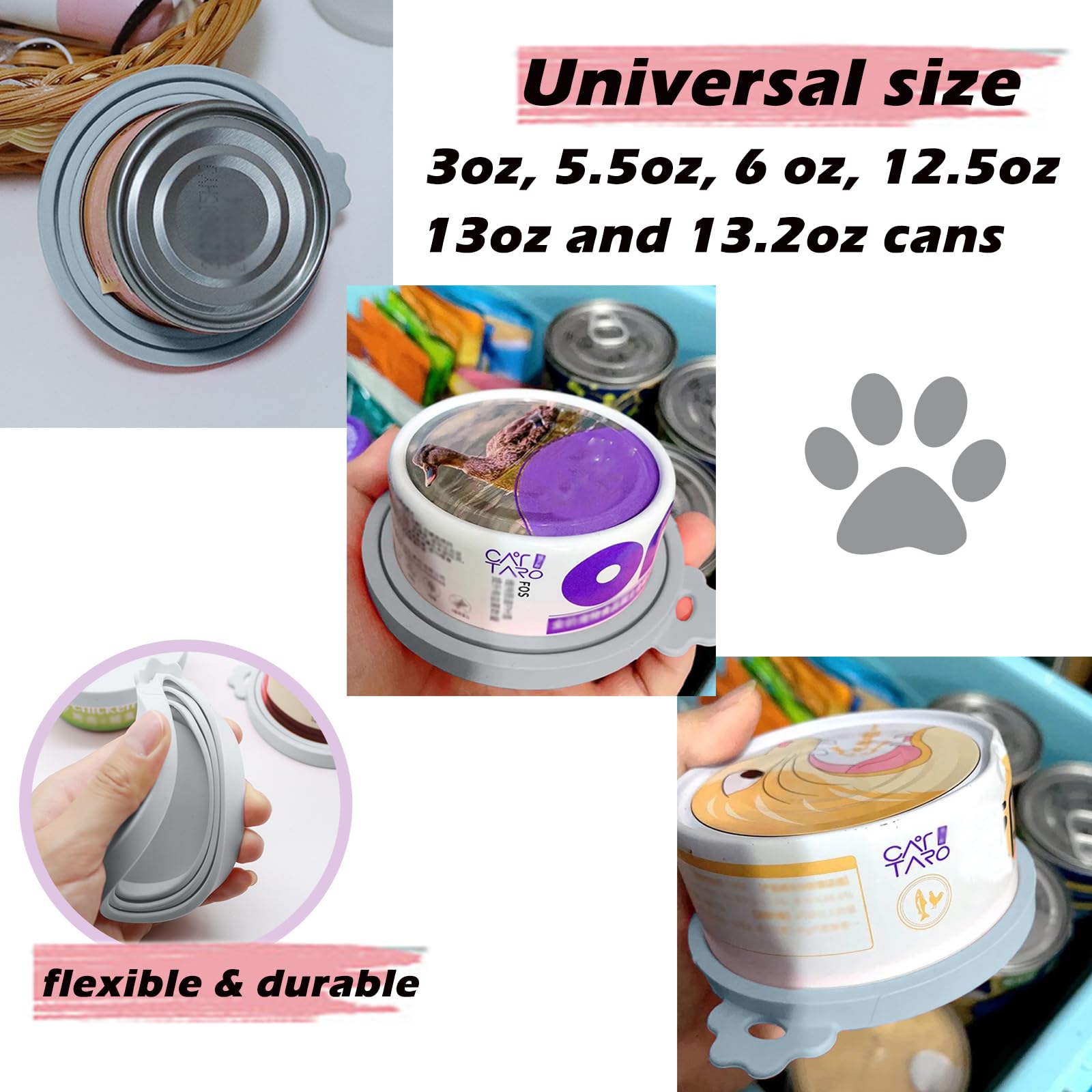 DORUI Universal Silicone Lids Gray provide versatile fit for standard cans