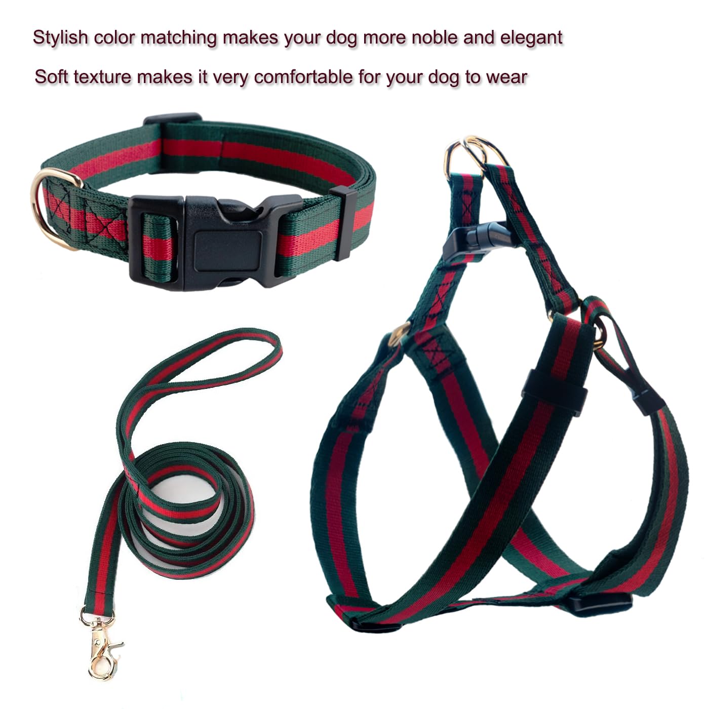 Doryojoy noble luxury dog collar harness set elevates style without compromising safety on walks.