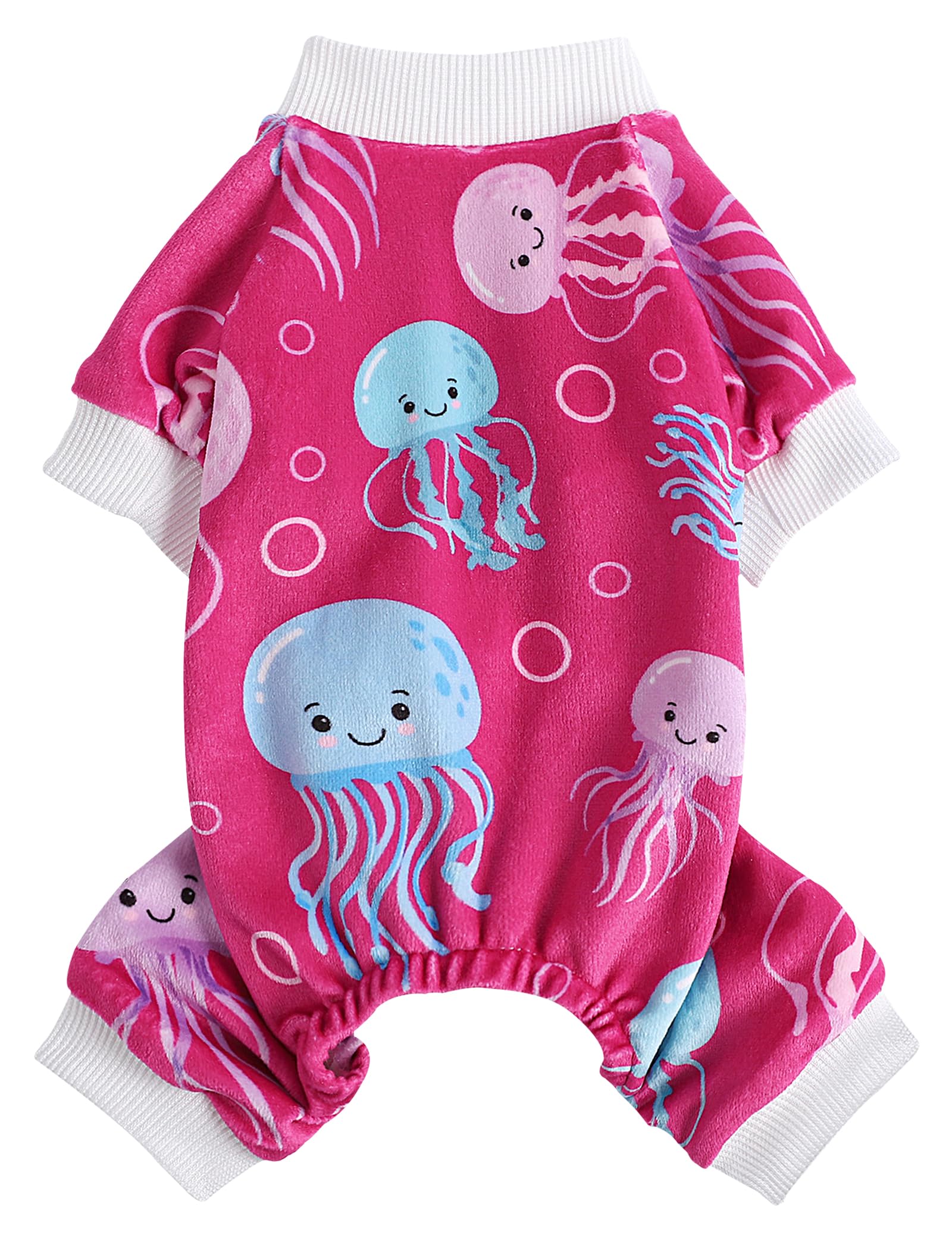 Dosuyi dog pajamas jellyfish pattern cozy up small dogs.