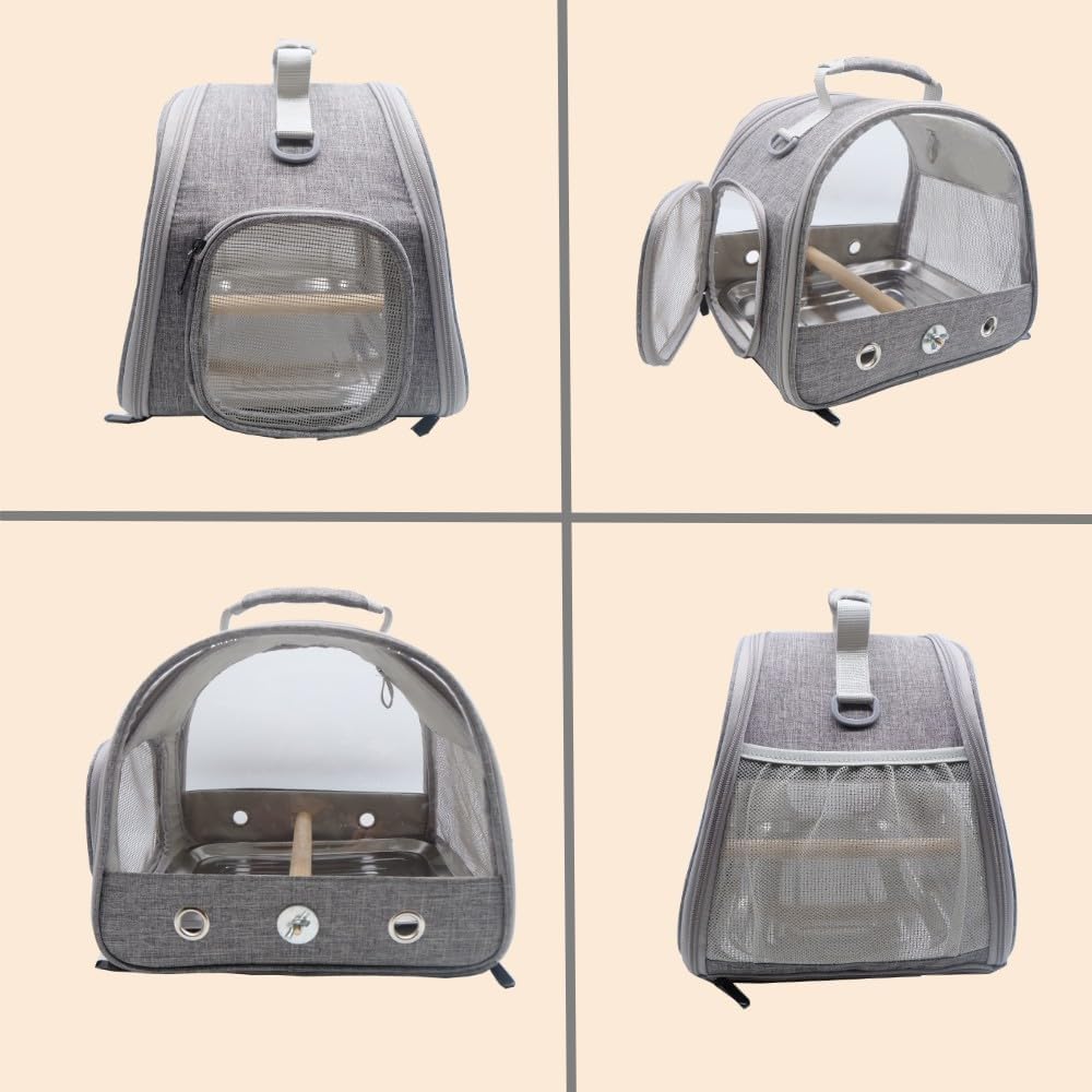 Dotala Bird Travel Carrier side-access enables easy entry and toy placement.