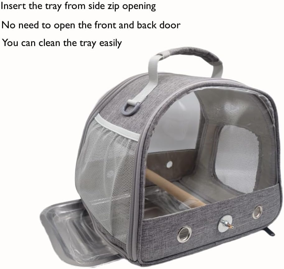 Dotala Bird Travel Carrier transparent windows offer birds visibility and airflow.