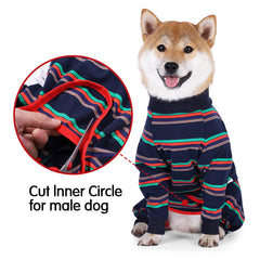 Dotoner blue abdomen detail highlights wound-area protection during recovery