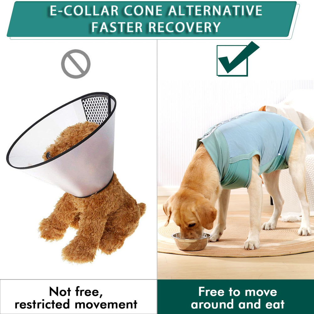 Dotoner e-collar alternative pajama design prevents licking while allowing natural movement.